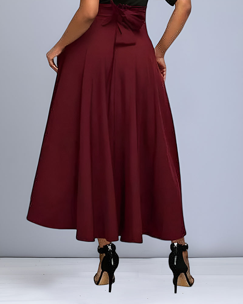 Fenna - High Waist Maxi Skirt with Tie Band 