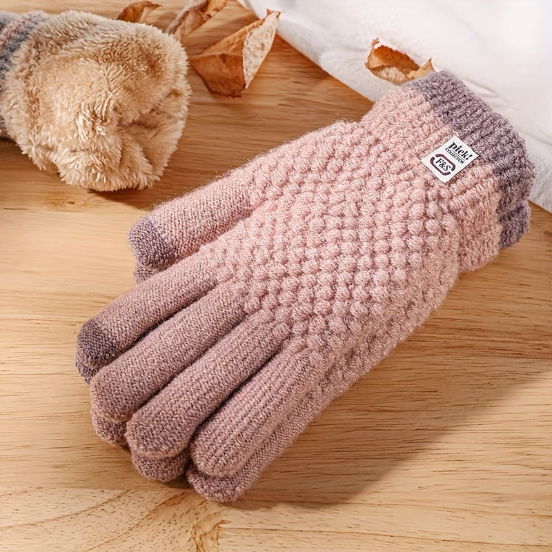 Elise - Elegant Knitted Gloves with Geometric Design