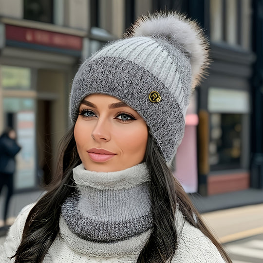 Elise - 2 Piece Knitted Hat and Scarf Set for Women