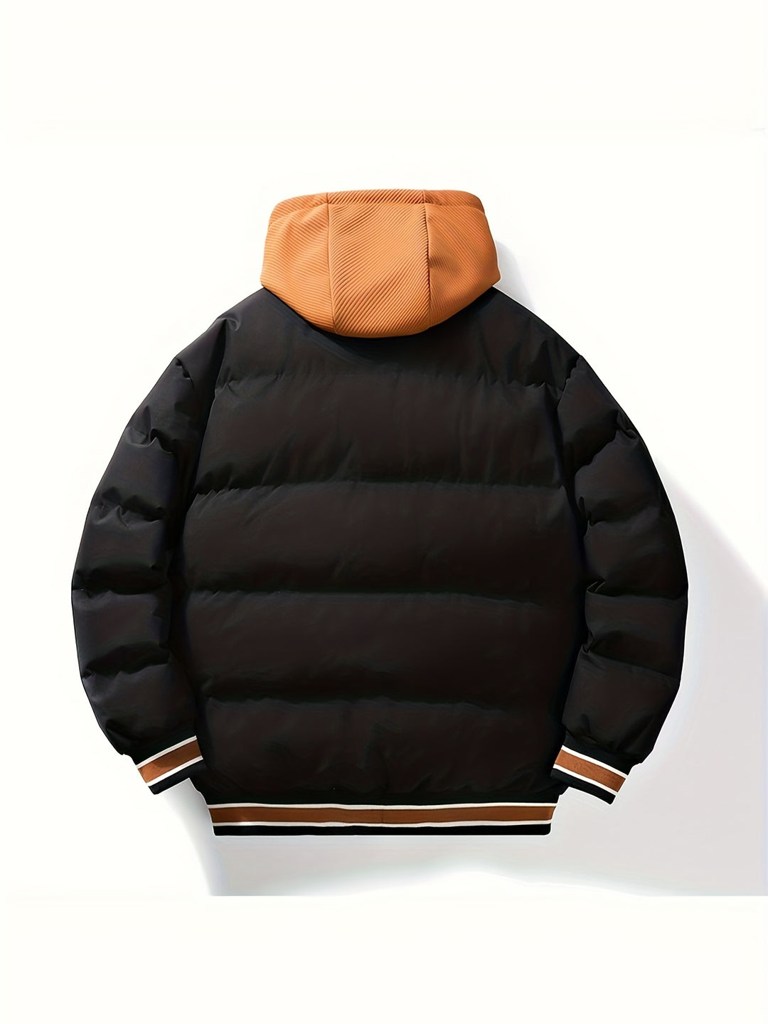 Finn - Men's Puffer Jacket With Hood And Text Print