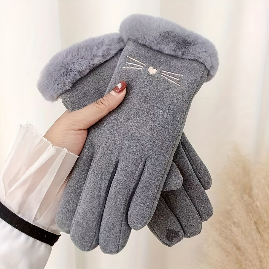 Elise - Schattige Geborduurde Winterhandschoenen