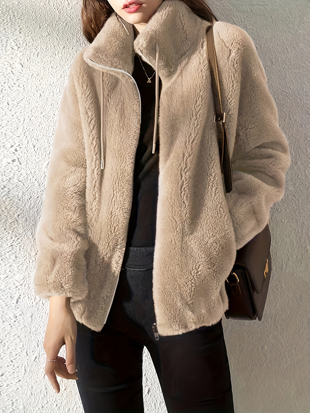 Esmée - Teddy Coat with Drawstring and Zipper