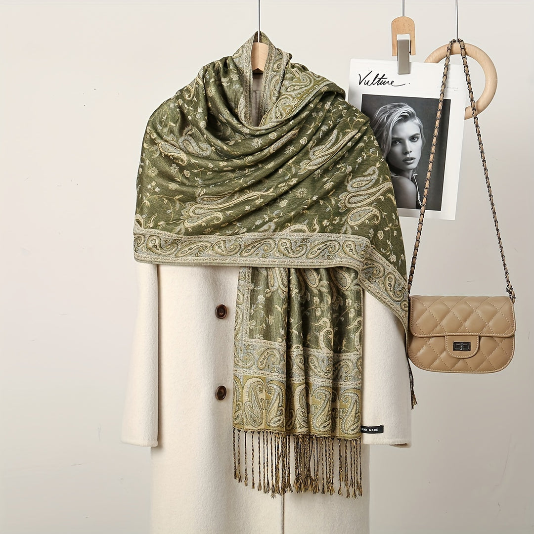 Linde - Boho Style Long Fringe Scarf Made of Polyester