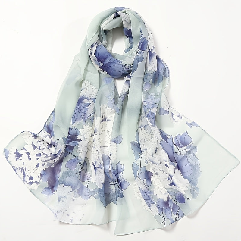 Anouk - Elegante Chiffon Sjaal met Pioenbloemenprint voor Dames