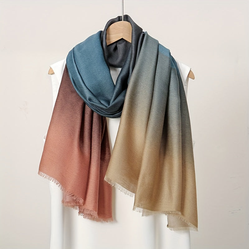 Saskia - Chique Ombré Kleurblok Sjaal voor Vrouwen, Zacht Polyester, Ademend & Warm