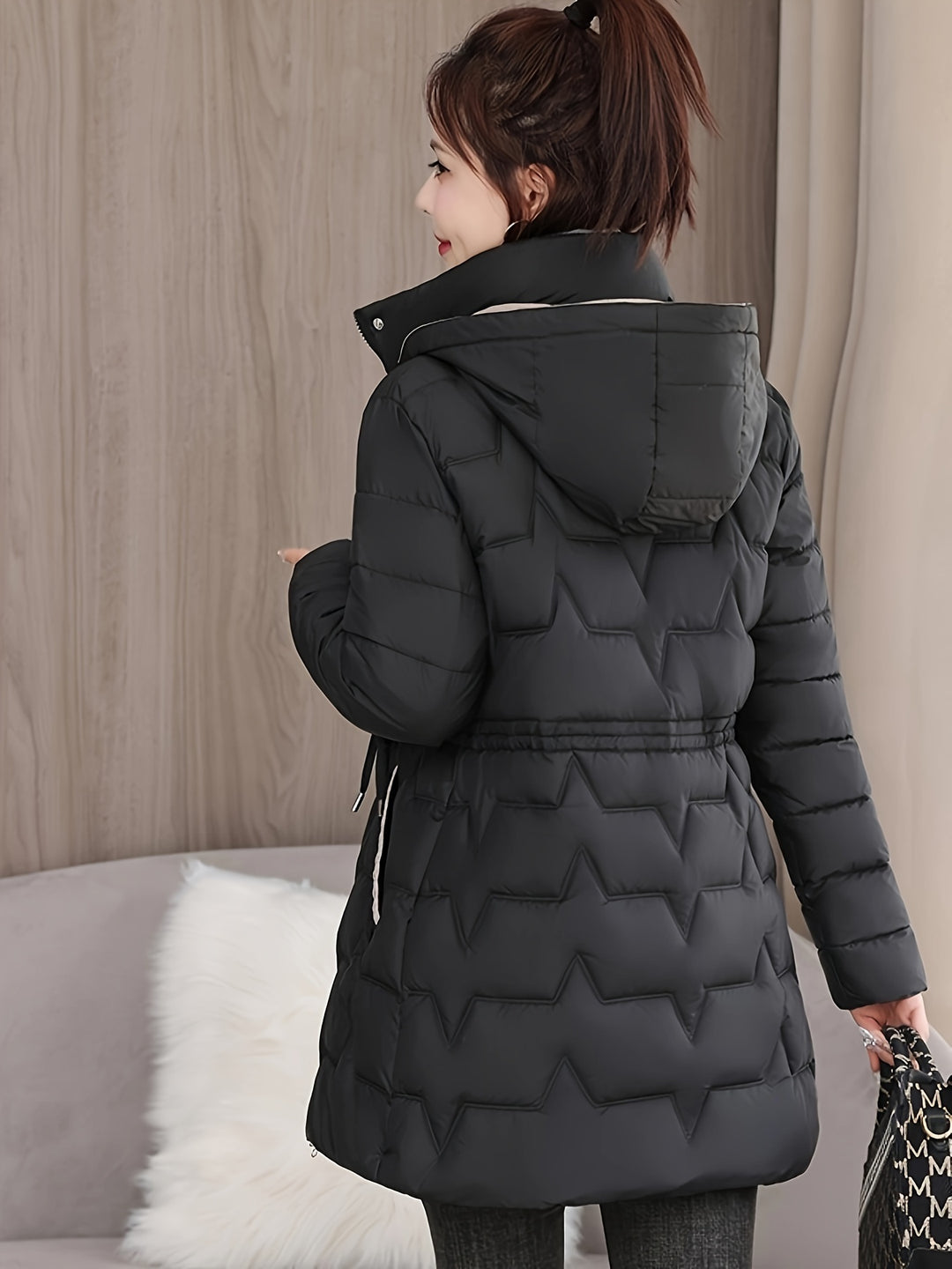 Sophie - Casual Halflange Puffer Jas in Effen Kleur