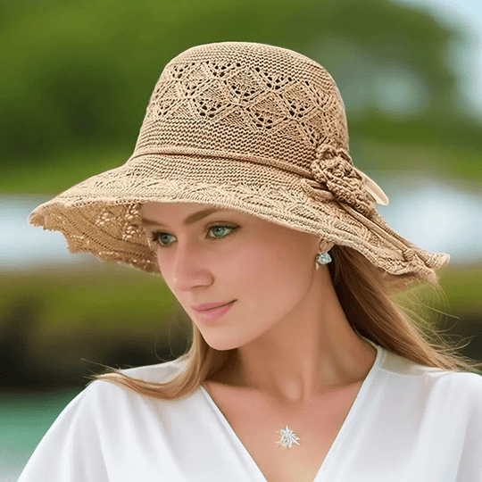 Lianne - Elegant Breathable Beach Hat with Bow Decoration