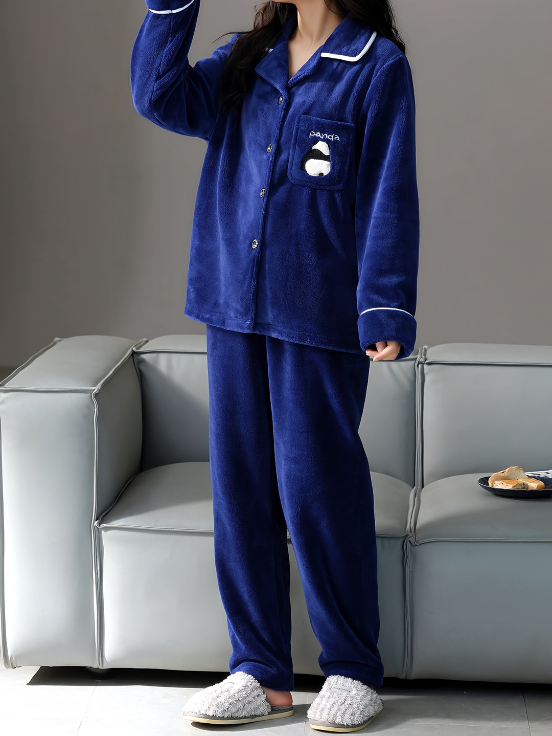 Jolien - Winter Fleece Pyjamaset met Lange Mouwen en Dierenprint