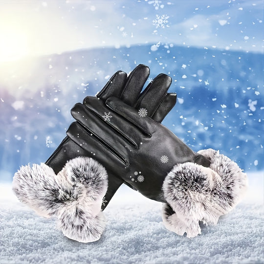 Sophie - Elegant Faux Leather Winter Gloves