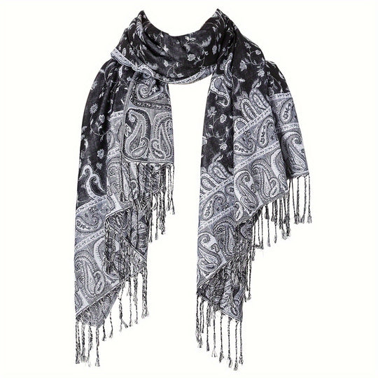 Linde - Boho Style Long Fringe Scarf Made of Polyester