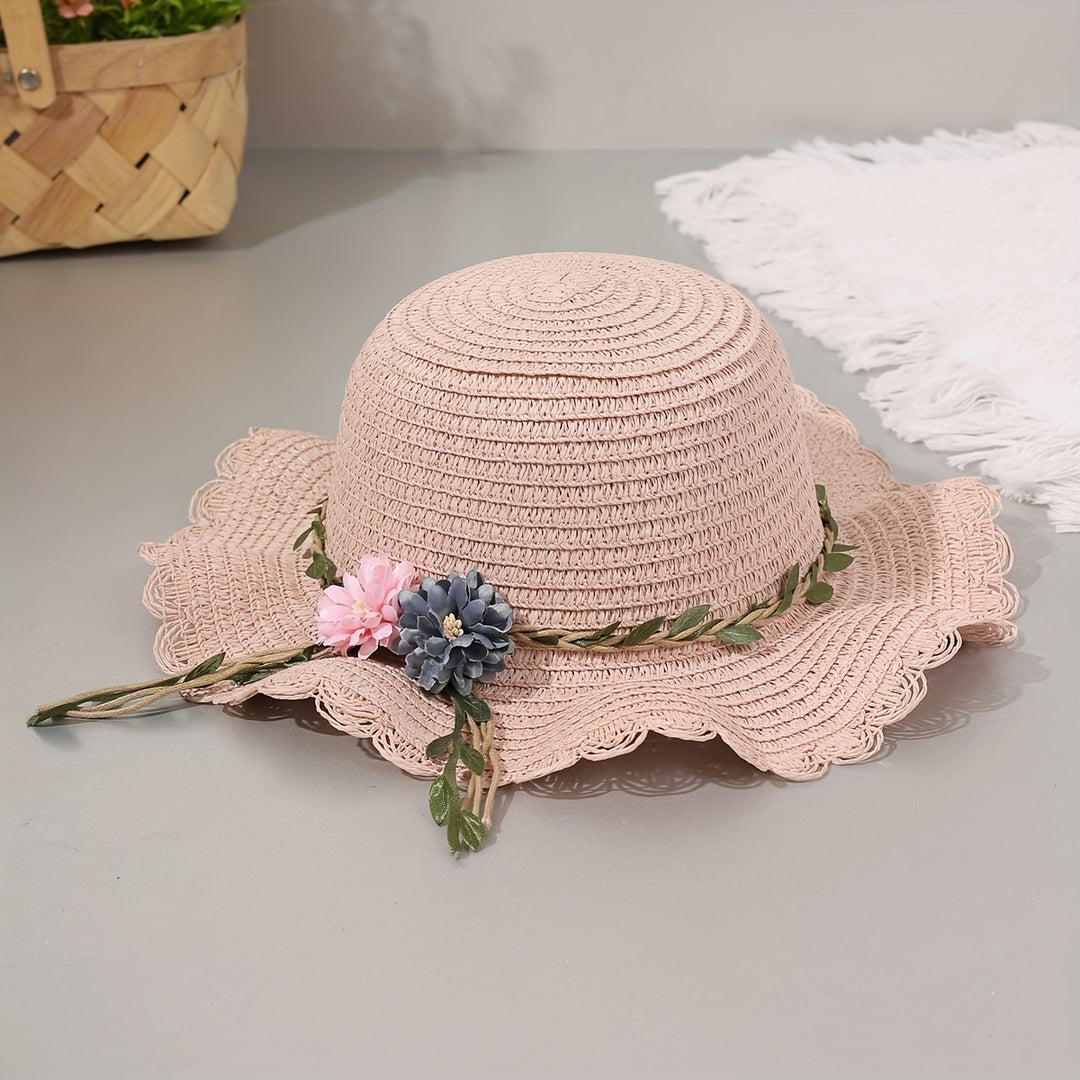 Fleur - Woven Floral Sun Hat and Beach Bag Set