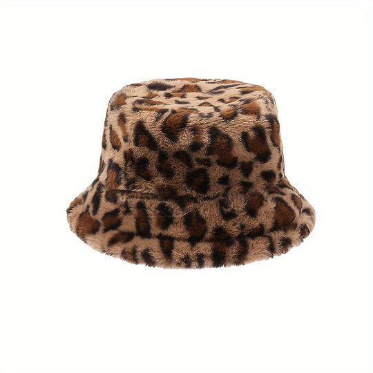 Lotte - Winter Plush Bucket Hat with Plaid Design - Warm and Stylish Fluffy Hat for Women