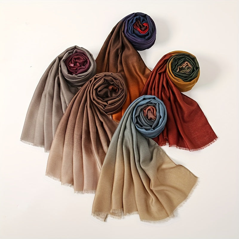 Saskia - Chique Ombré Kleurblok Sjaal voor Vrouwen, Zacht Polyester, Ademend & Warm