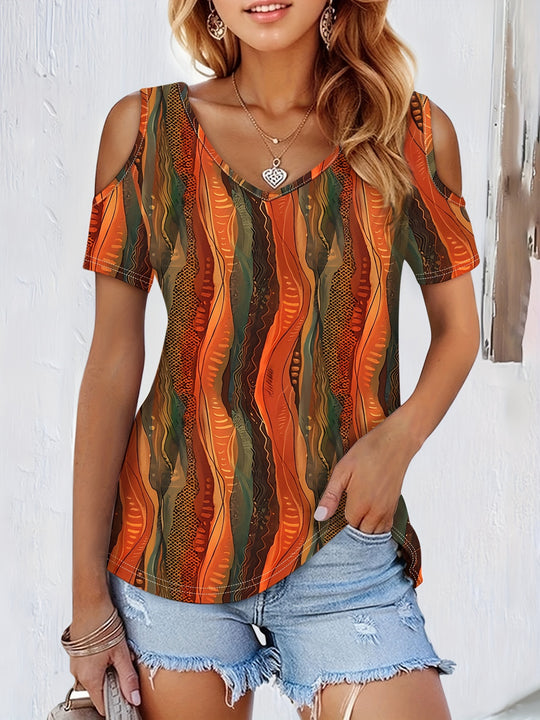 Eveline - V-neck T-shirt with All-over Print