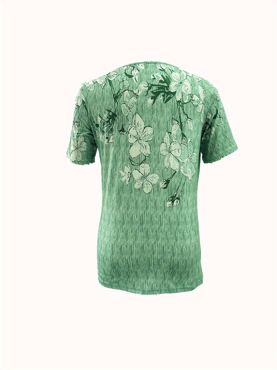 Lisanne - Casual T-shirt met Bloemenprint en Korte Mouwen