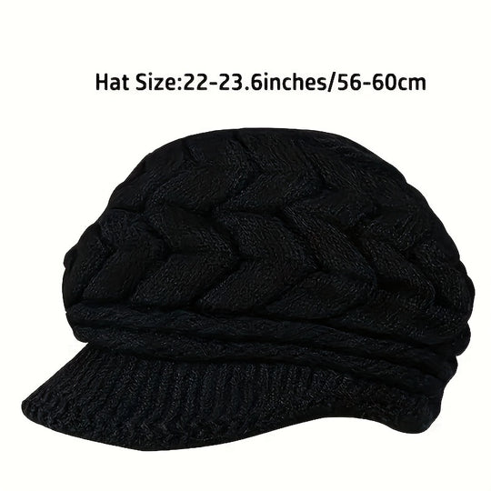 Eva - Stylish Knitted Beret Hat for Women - Lightweight &amp; Warm Fleece Lining