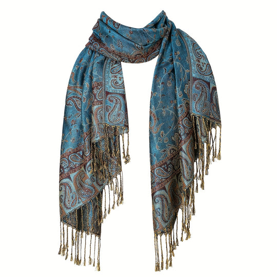 Linde - Boho Style Long Fringe Scarf Made of Polyester