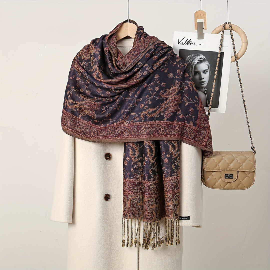 Linde - Boho Style Long Fringe Scarf Made of Polyester