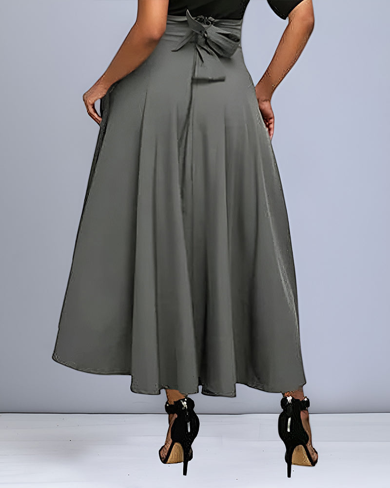 Fenna - High Waist Maxi Skirt with Tie Band 