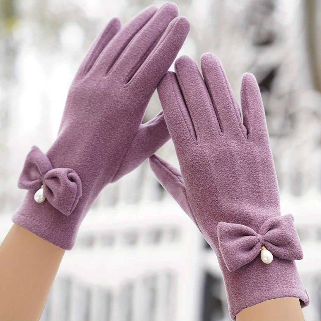 Lianne - Elegant Winter Gloves with Pearl Decoration