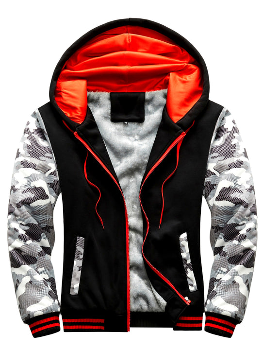 Lucas - Men's Hoodie With Geometric Print And Zip Closure