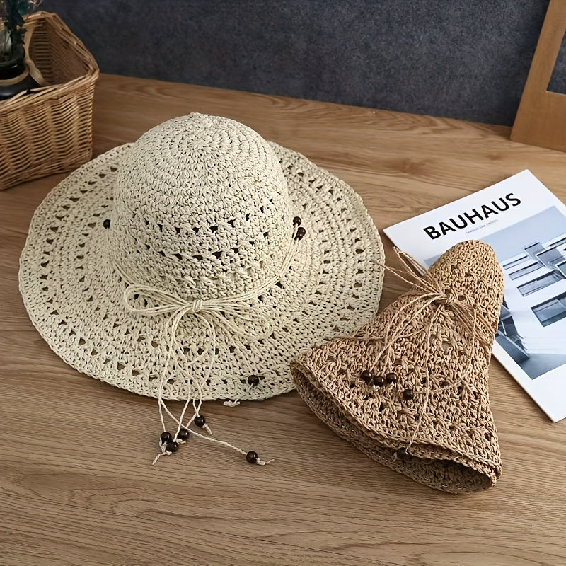 Eveline - Women's Foldable Woven Straw Hat with Wide Brim