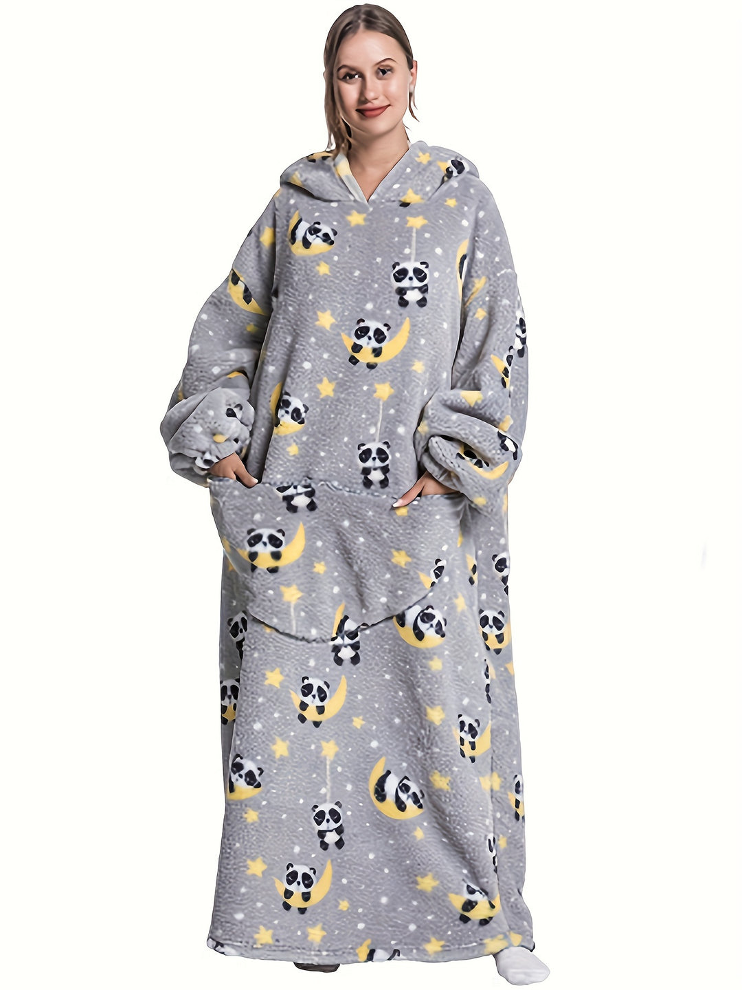 Elsa - Warm Cartoon Print Flannel Hooded Bathrobe for Winter