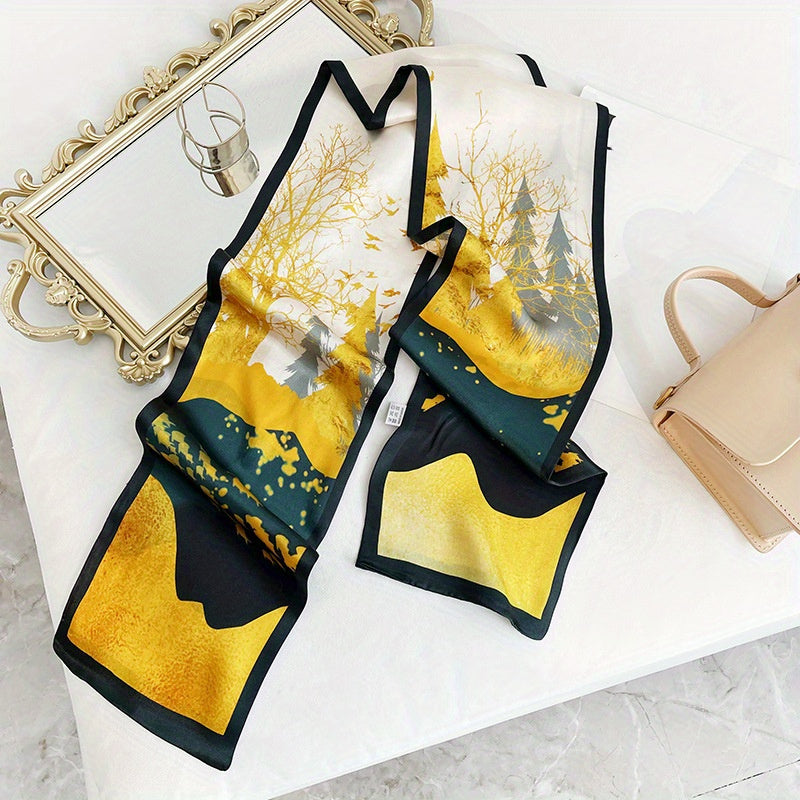 Marieke - Elegante Gele Zijden Lint Sjaal voor Vrouwen