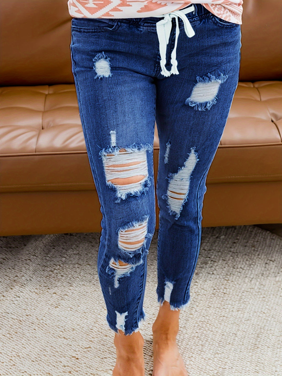 Iris - Cropped Skinny Jeans Met Gescheurde Taille En Stretch Voor Streetstyle