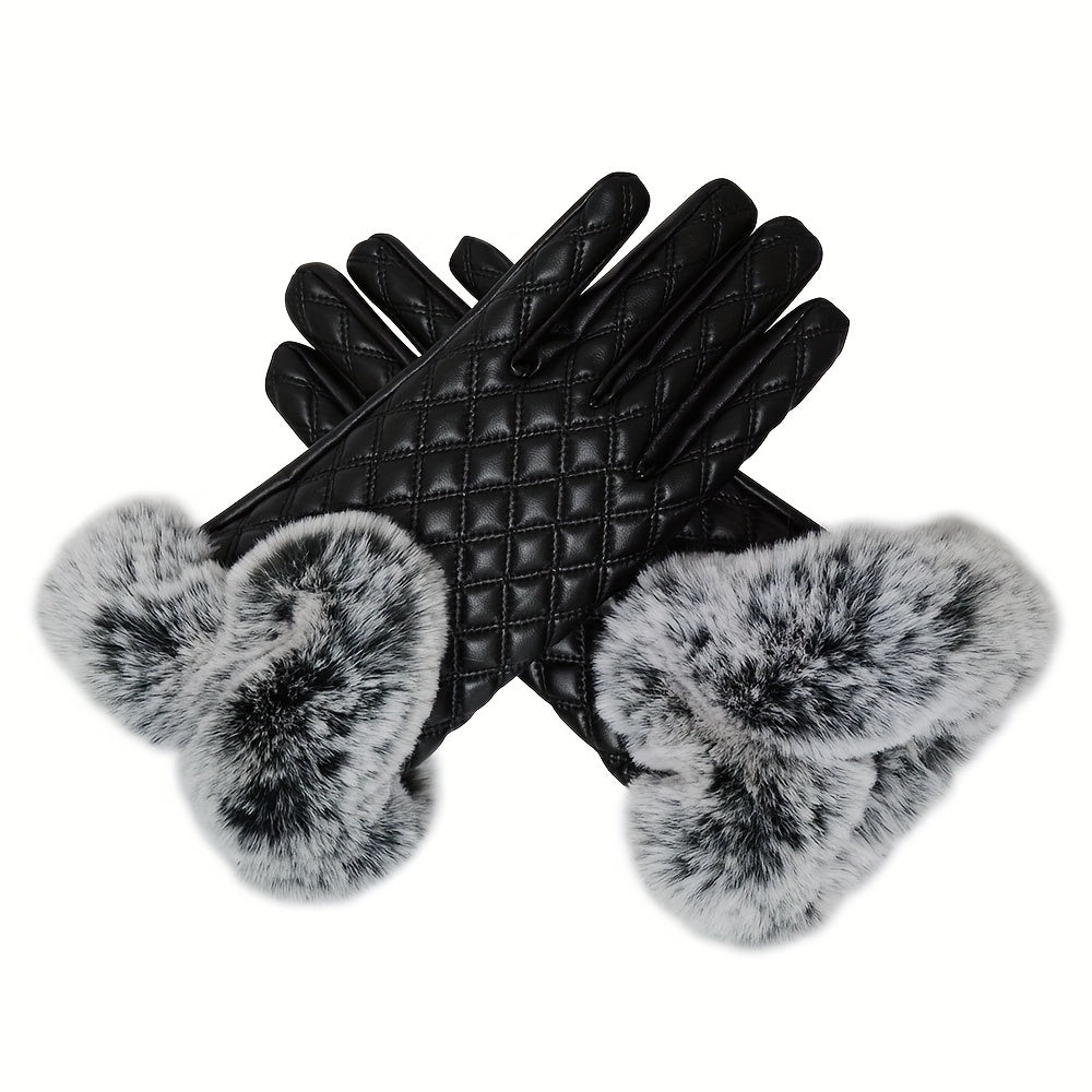 Isabella - Plush Cuff PU Leather Gloves