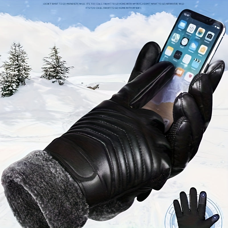 Lucas - Men's Winter Riding Gloves, Waterproof, Windproof, Touchscreen Compatible, Velcro Closure