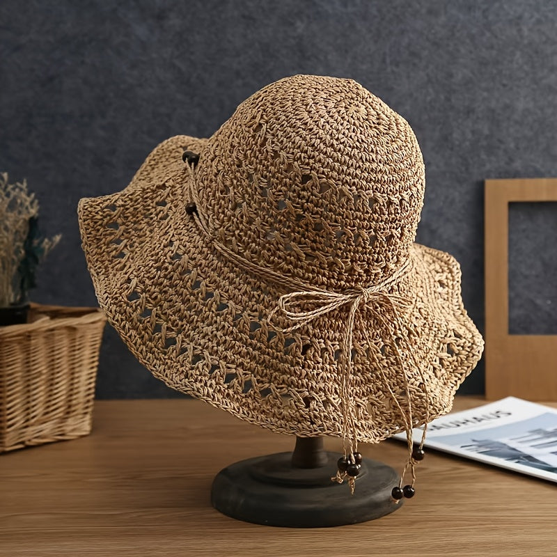 Eveline - Women's Foldable Woven Straw Hat with Wide Brim