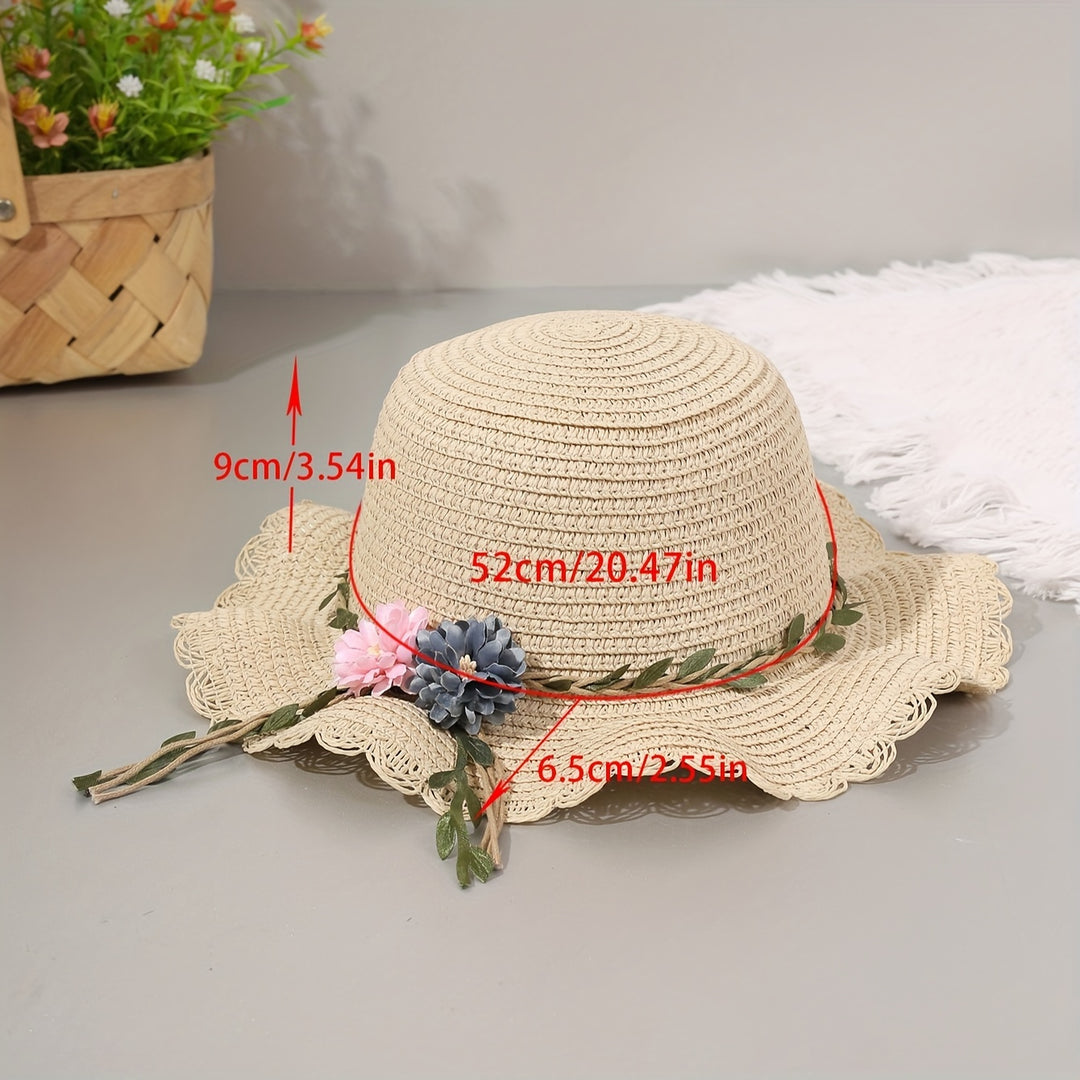 Fleur - Woven Floral Sun Hat and Beach Bag Set