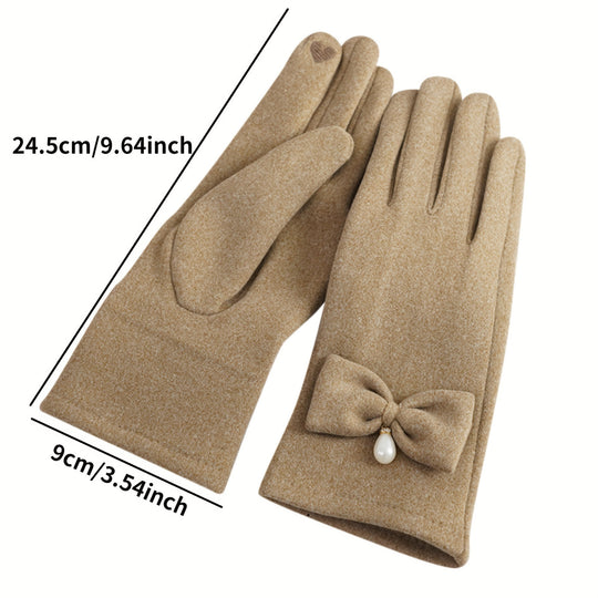 Lianne - Elegant Winter Gloves with Pearl Decoration