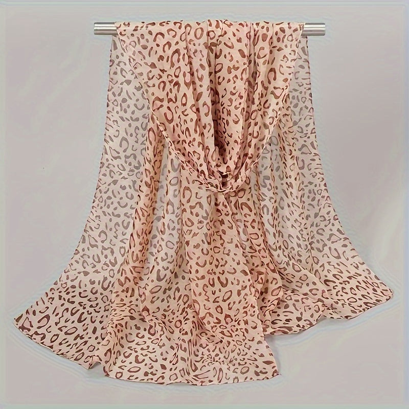 Lisanne - Boho Chiffon Scarf with Leopard Print