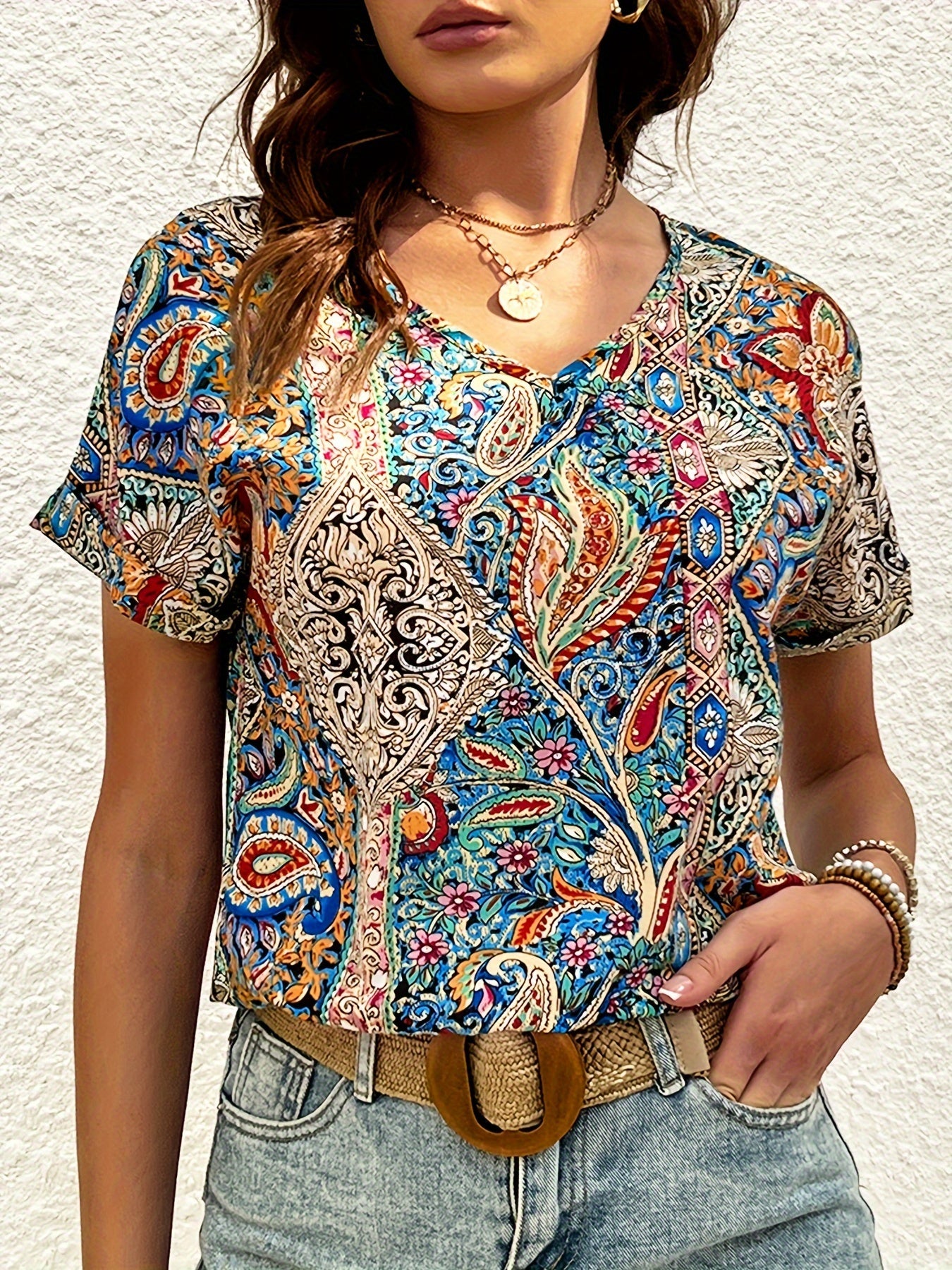 Esmée - V-Hals Paisley Print Blouse | Stijlvolle All-Season Dames Top