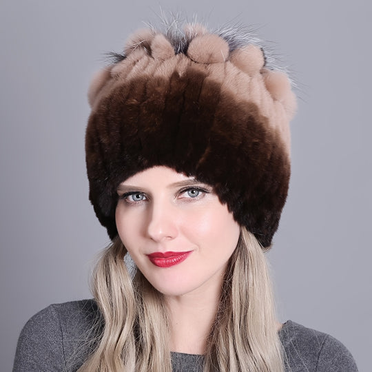 Sophie - Warme Gebreide Beanie van Nepbont | Trendy Wintermuts voor Dames