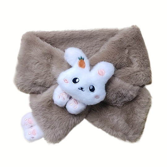 Lieke - Cute Plush Rabbit Fur Scarf - Warm Knitted Outdoor Neck Warmer