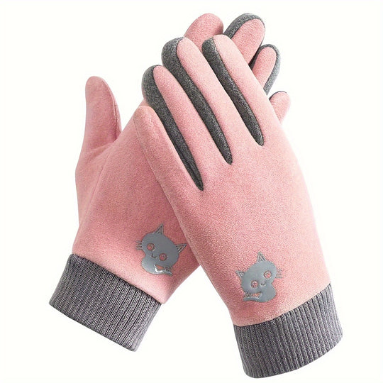 Lieveke - Pink Winter Gloves Compatible with Touchscreen