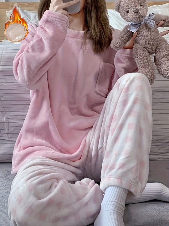 Lisa - Winter Pyjama Set with Soft Top and Checked Plush Pants