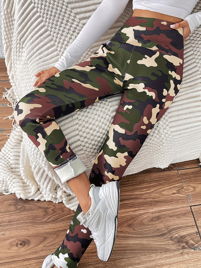 Lieke - Fleece-Gevoerde Hoge Taille Leggings met Geometrische Print | Winterwarme Slim Fit Broek