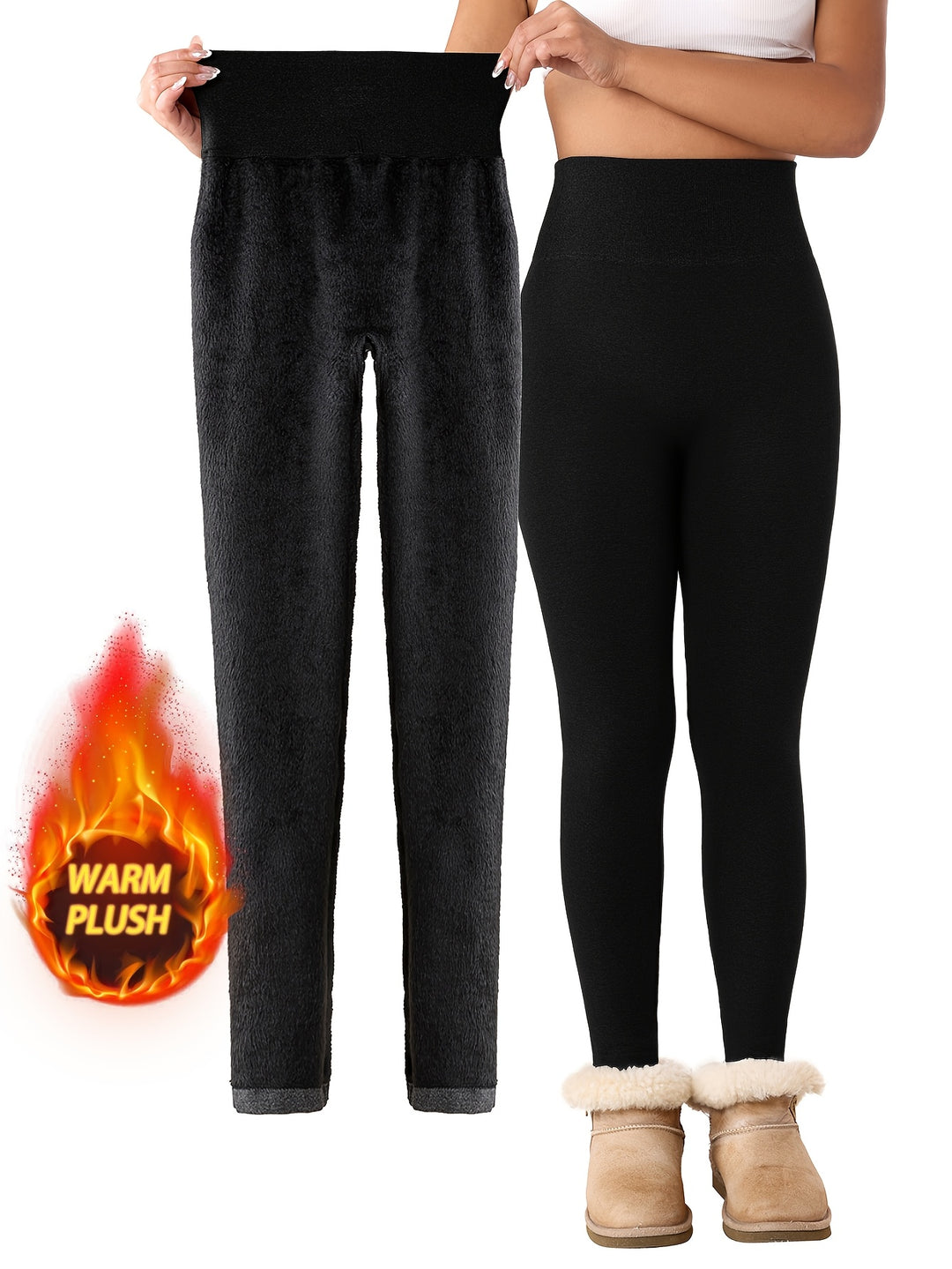 Julia - Seamless Fleece Lined High Waist Skinny Leggings | Thermal Leggings for Fall and Winter