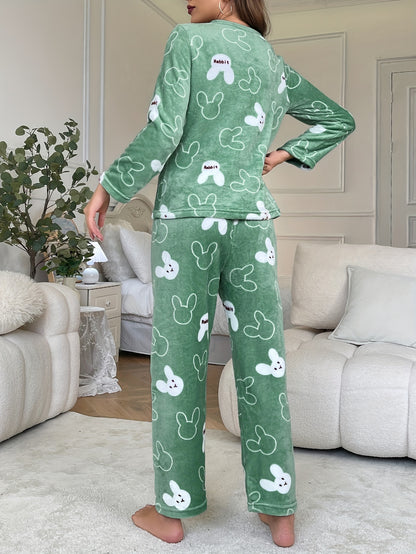 Lisa - Pluche Pyjamaset Met Dierenprint