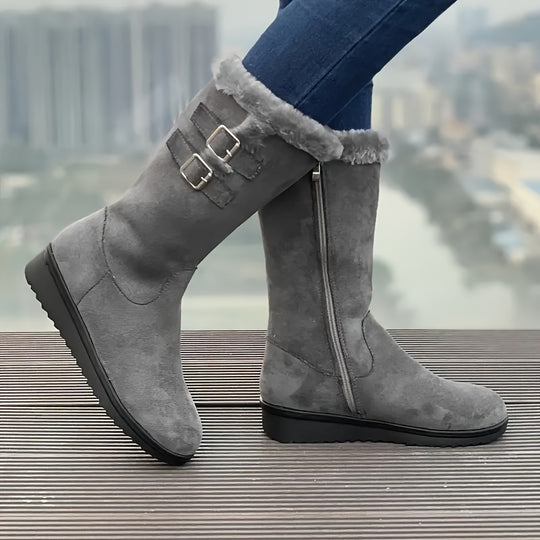 Merel - Fluffy Winter Boots with Platform and Thermal Lining