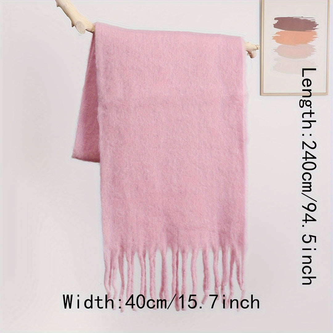 Marijke - Fluffy Thick Scarf for Women Solid Color, Warm &amp; Windproof for Winter