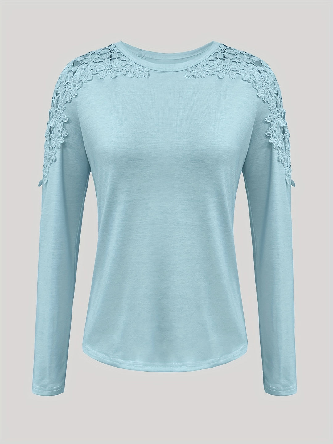 Lianne - Elegant Lace Top with Long Sleeves | Round Neck and Stylish Solid Color