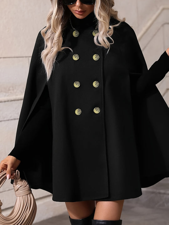 Emma - Elegant Plain Cape Coat with Buttons