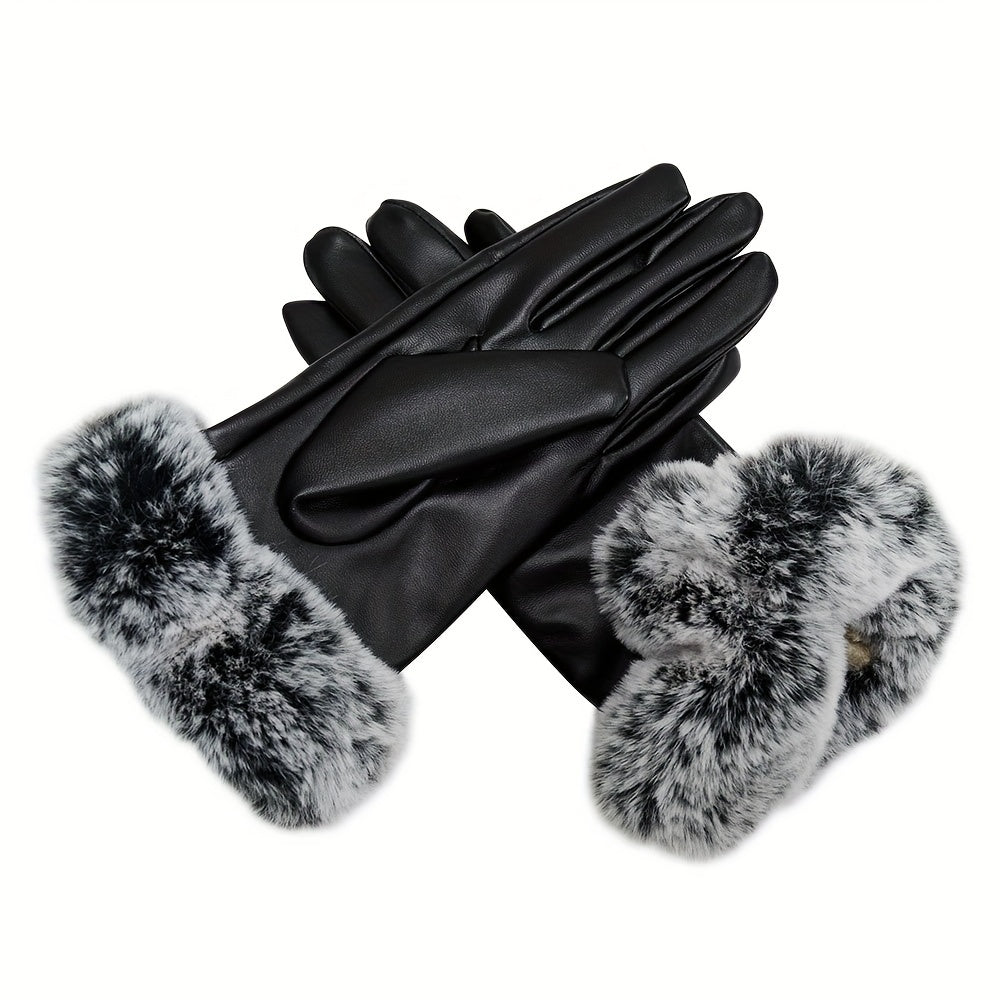 Isabella - Plush Cuff PU Leather Gloves