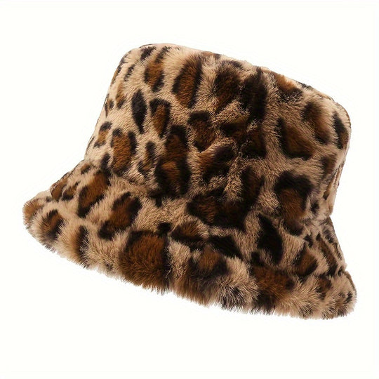 Lotte - Winter Plush Bucket Hat with Plaid Design - Warm and Stylish Fluffy Hat for Women