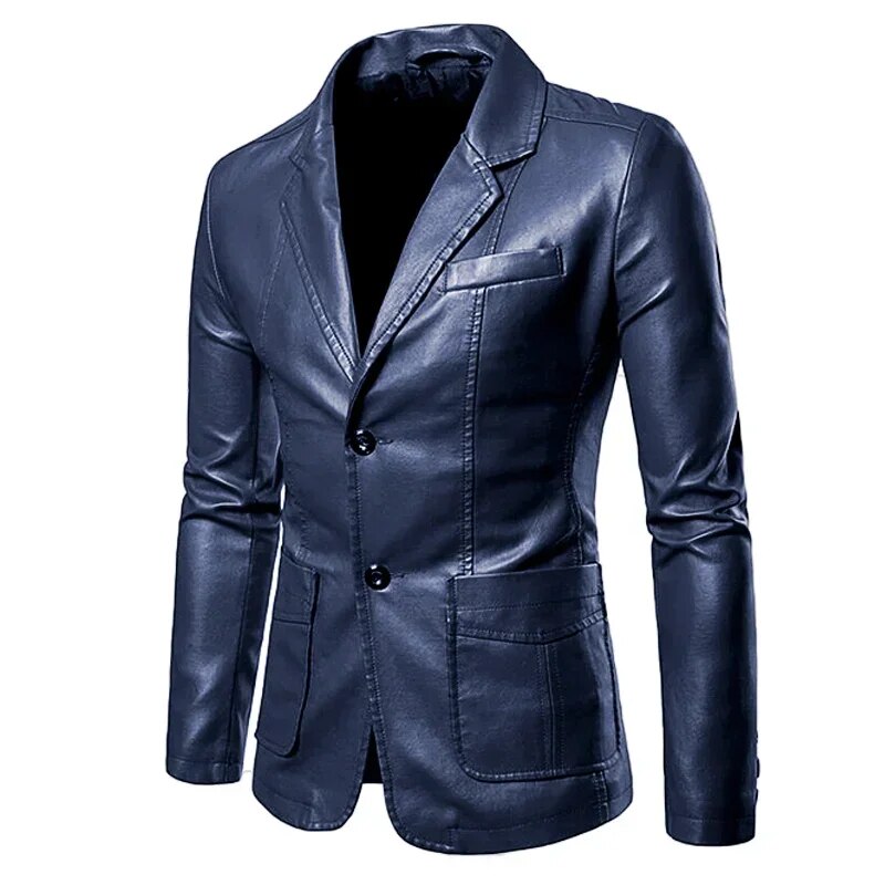 Lucas - Lapel Leather Anzug Jacket for Men